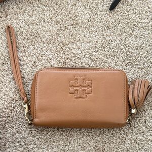 Tory Burch Camel Leather Wristlet